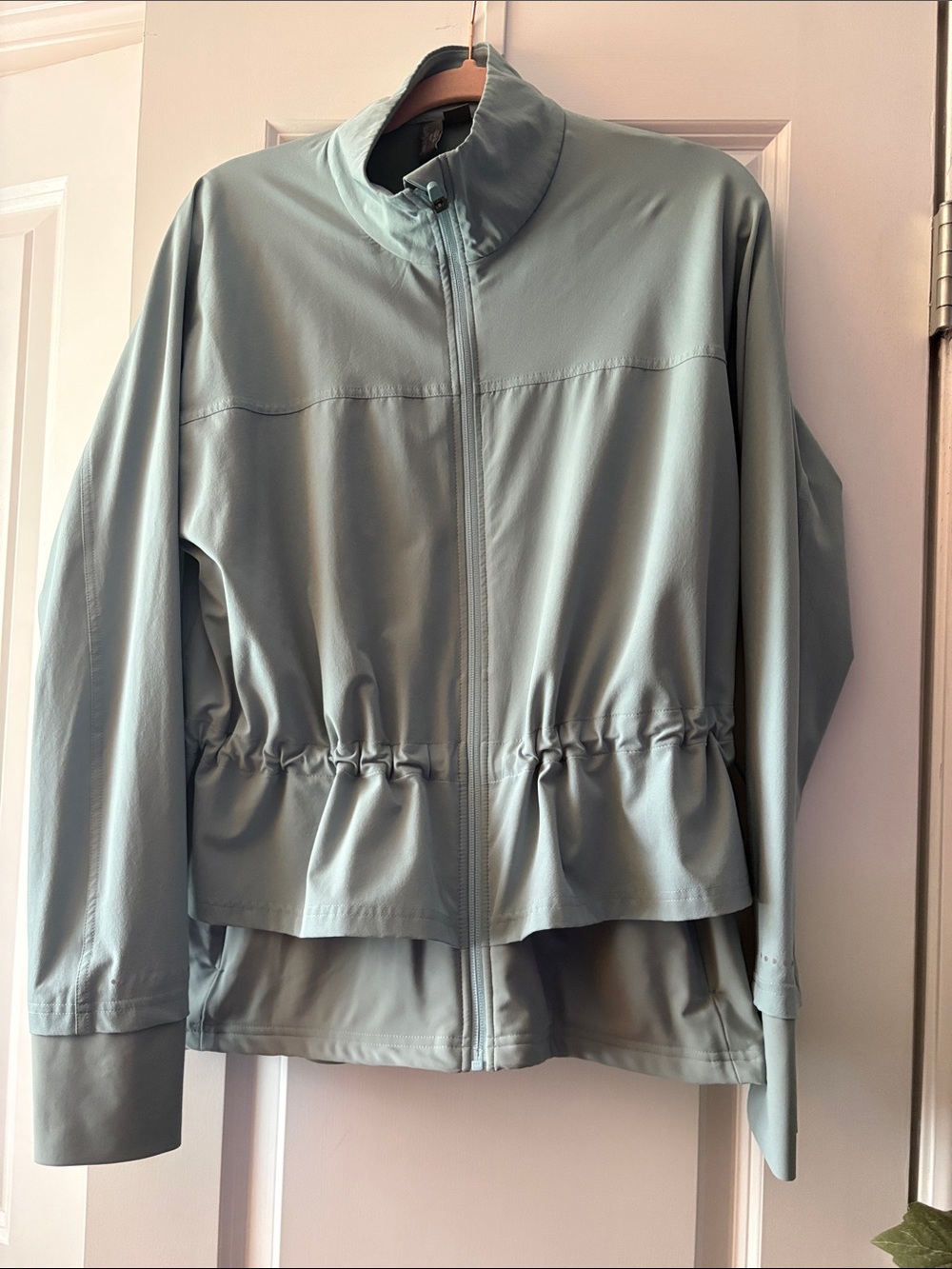 Sweaty Betty Sage Green Drawstring-Waist Zip Jacket